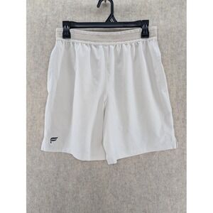 Fabletics Mens Athletic Shorts Off White Elastic Waist Logo Performance Small